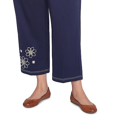 Plus Size Alfred Dunner French Terry Daisy Ankle Pants