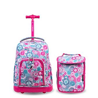 J World Lollipop Kids 2 pc Rolling Backpack & Lunch Bag Set