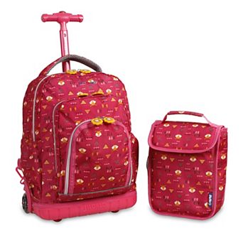 J World Lollipop Kids 2 pc Rolling Backpack & Lunch Bag Set