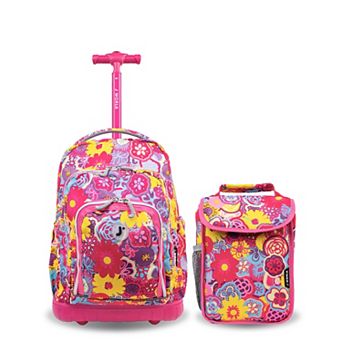 J World Lollipop Kids 2 pc Rolling Backpack & Lunch Bag Set