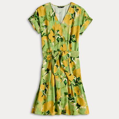 Petite Simply Vera Vera Wang Wrap Tie-Front Dress