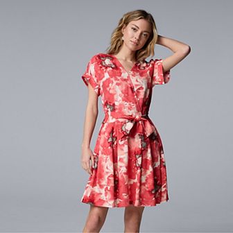 Petite Simply Vera Vera Wang Wrap Tie-Front Dress