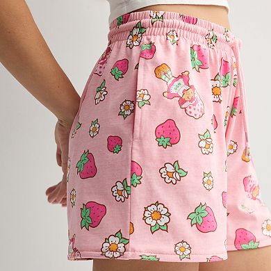 Juniors' Strawberry Shortcake All Over Print Jersey Shorts