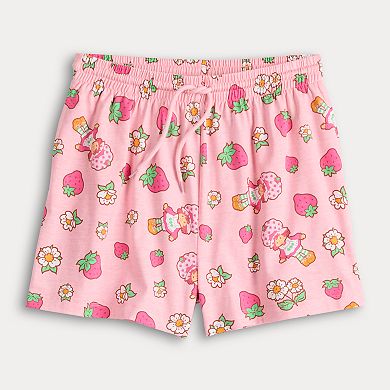 Juniors' Strawberry Shortcake All Over Print Jersey Shorts