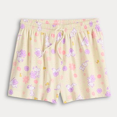 Juniors' Peanuts Snoopy All Over Print Jersey Shorts