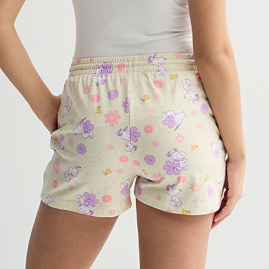 Juniors' Peanuts Snoopy All Over Print Jersey Shorts