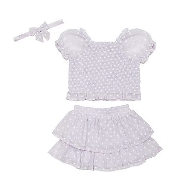 Baby & Toddler Girls Little Lass 3-pc Skort, Top & Bow Set