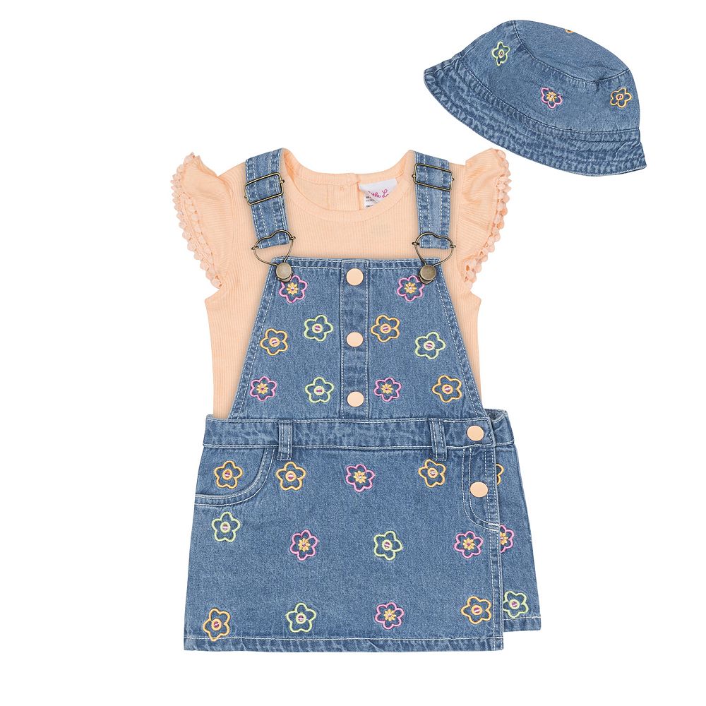 Baby & Toddler Girls Little Lass 3-pc Skortall, Tee & Hat Set