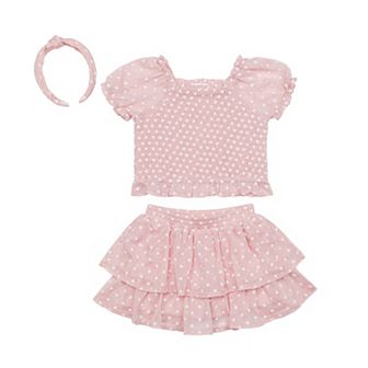 Baby & Toddler Girls Little Lass 3 pc Polka Dot Skort, Tee & Headband Set