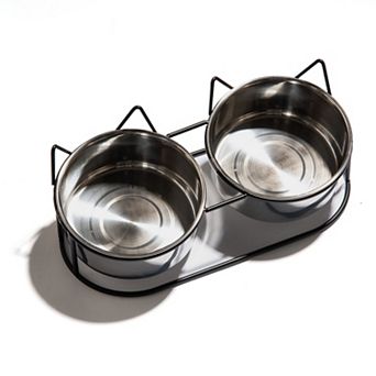Kitty City Silver Stainless Steel With Iron Base Double Diner Pet Bowl