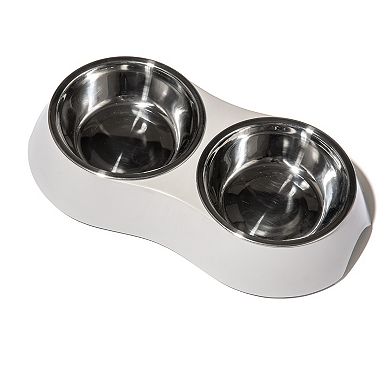 Kitty City Gray Stainless Steel Double Diner Pet Bowl