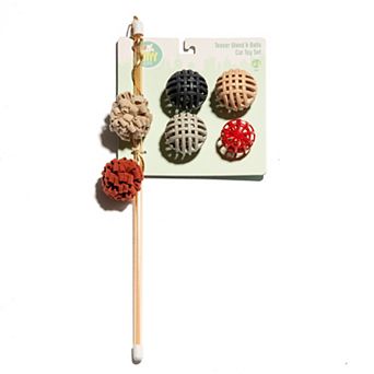 Kitty City Multi-Colored Loop Ball Wand & Lattice Balls Cat Toy Set