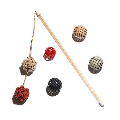 Kitty City Multi-Colored Loop Ball Wand & Lattice Balls Cat Toy Set