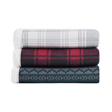 Columbia Flannel Faux Sherpa Reversible Throw Blanket