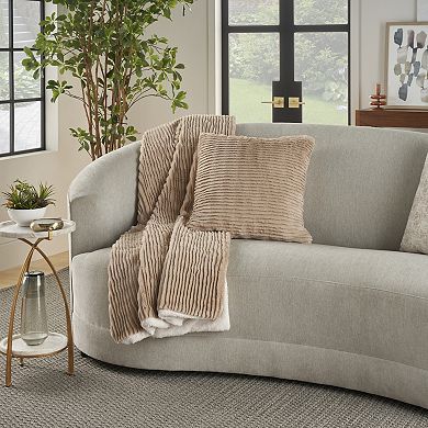 Mina Victory Bunny Cut Wide Ribbed Faux Sherpa Throw Blanket