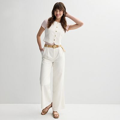 Juniors' SO® Linen Wide Leg Trousers