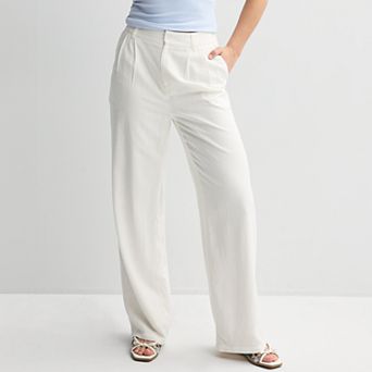 Juniors' SO® Curvy Fit Linen Wide Leg Trousers