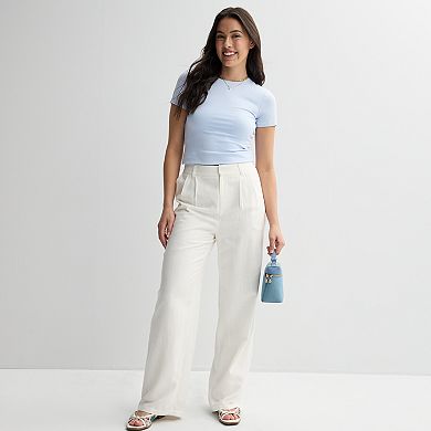 Juniors' SO® Curvy Fit Linen Wide Leg Trousers