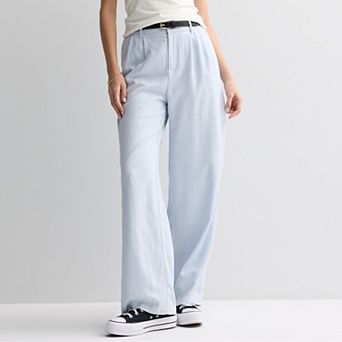 Juniors' SO® Curvy Fit Linen Wide Leg Trousers