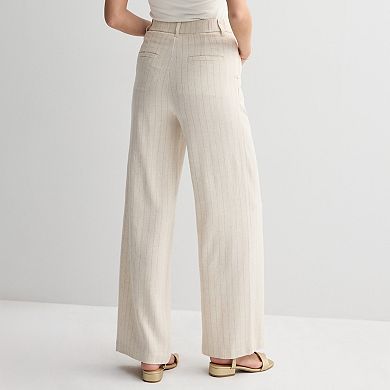 Juniors' SO® Linen Stripe Wide Leg Trousers