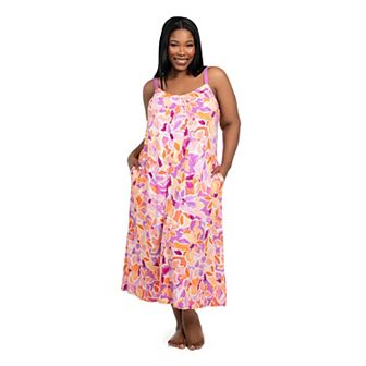Plus Size Lilac+London Print Sleep Gown