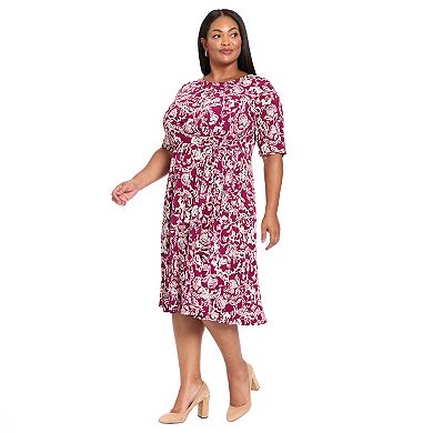 Plus Size London Times Side Tie Fit & Flare Midi Dress