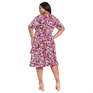 Plus Size London Times Side Tie Fit & Flare Midi Dress