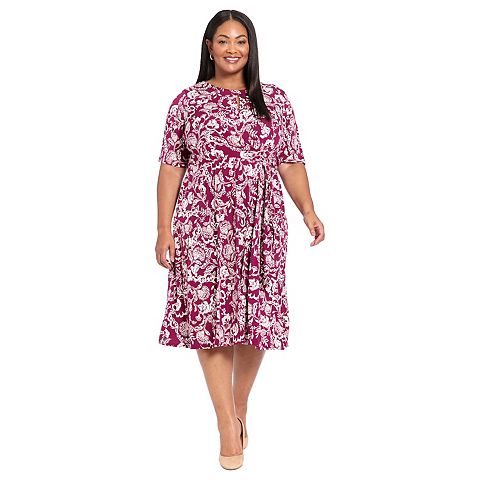 Женские платья London Plus Size London Times Side Tie Fit & Flare Midi Dress