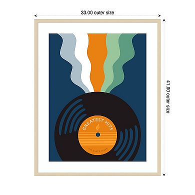 Retro Mixtape And Vinyl III by Laura Marr Wood Framed Wall Art Print