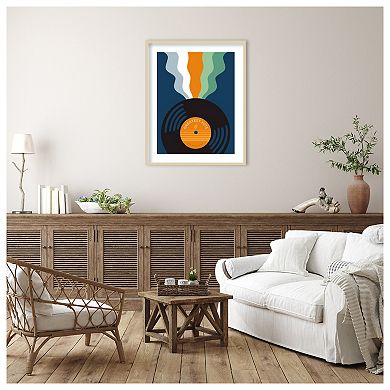 Retro Mixtape And Vinyl III by Laura Marr Wood Framed Wall Art Print