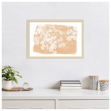 Orange Tree Foliage Silhouette by Amini54 Wood Framed Wall Art Print