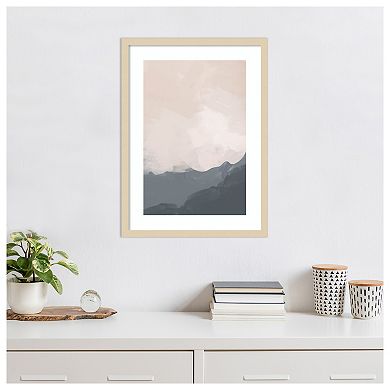 Neutral Mountain Line by Melloi Art Prints Wood Framed Wall Art Print