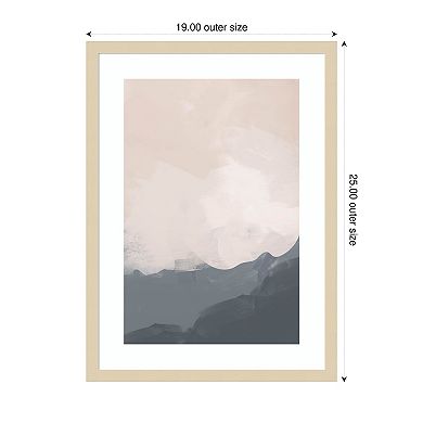 Neutral Mountain Line by Melloi Art Prints Wood Framed Wall Art Print
