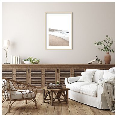 Neutral Beach by Melloi Art Prints Wood Framed Wall Art Print