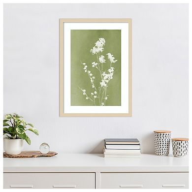 Monograph Green Flowers by Amini54 Wood Framed Wall Art Print