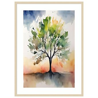 Tree of Color by Sally Ann Moss Wood Framed Wall Art Print