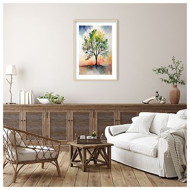 Tree of Color by Sally Ann Moss Wood Framed Wall Art Print