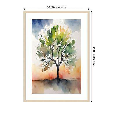 Tree of Color by Sally Ann Moss Wood Framed Wall Art Print