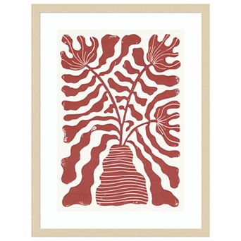 Red Flowers In a Vase by Alisa Galitsyna Wood Framed Wall Art Print