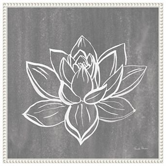 Lotus on Grey by Farida Zaman Framed Canvas Wall Art Print