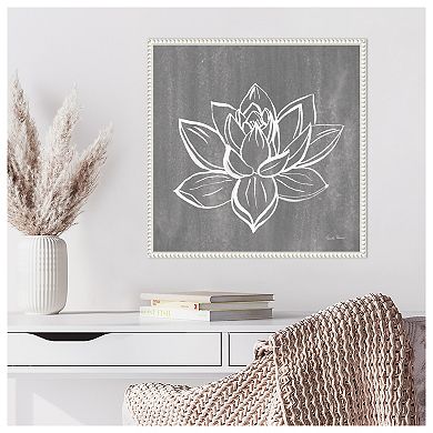 Lotus on Grey by Farida Zaman Framed Canvas Wall Art Print