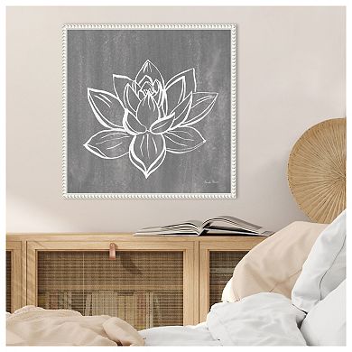 Lotus on Grey by Farida Zaman Framed Canvas Wall Art Print