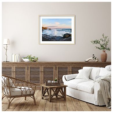 Crashing Waves by Emily Kalina Wood Framed Wall Art Print