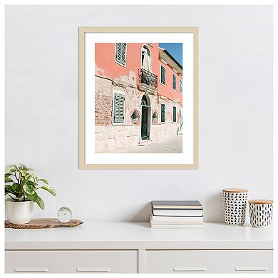 Pink Houses by Justine Milton Wood Framed Wall Art Print