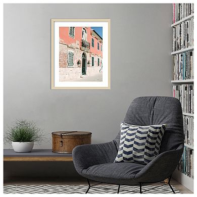 Pink Houses by Justine Milton Wood Framed Wall Art Print