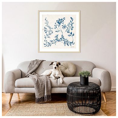 Swedish Tile IV Blue by Cheri Blum Wood Framed Wall Art Print