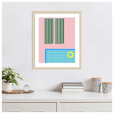 Poolside Fun II by Regina Moore Wood Framed Wall Art Print