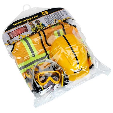 Theo Klein 5-Piece CAT Caterpillar Construction Worker Vest Pretend Play Outfit & Toy Accessories Set