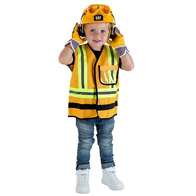 Theo Klein 5-Piece CAT Caterpillar Construction Worker Vest Pretend Play Outfit & Toy Accessories Set