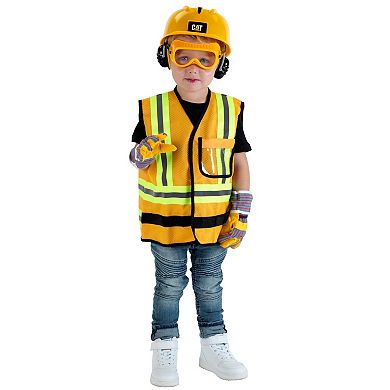 Theo Klein 5-Piece CAT Caterpillar Construction Worker Vest Pretend Play Outfit & Toy Accessories Set